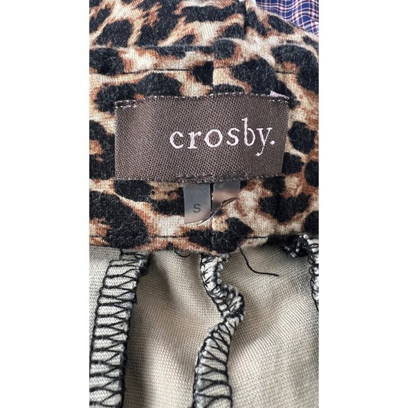 Crosby Black Brown Leopard Print Pants Leggings SMALL High Rise Knit - CJ - Picture 4 of 7